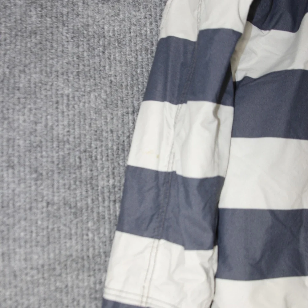 Mini Boden Jacket Boys 13-14Y Blue White Outdoor Coat Striped Puffer